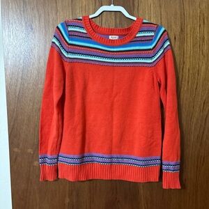 Mossimo Supply Co. Bright Red/Orange Sweater with Striped Accents